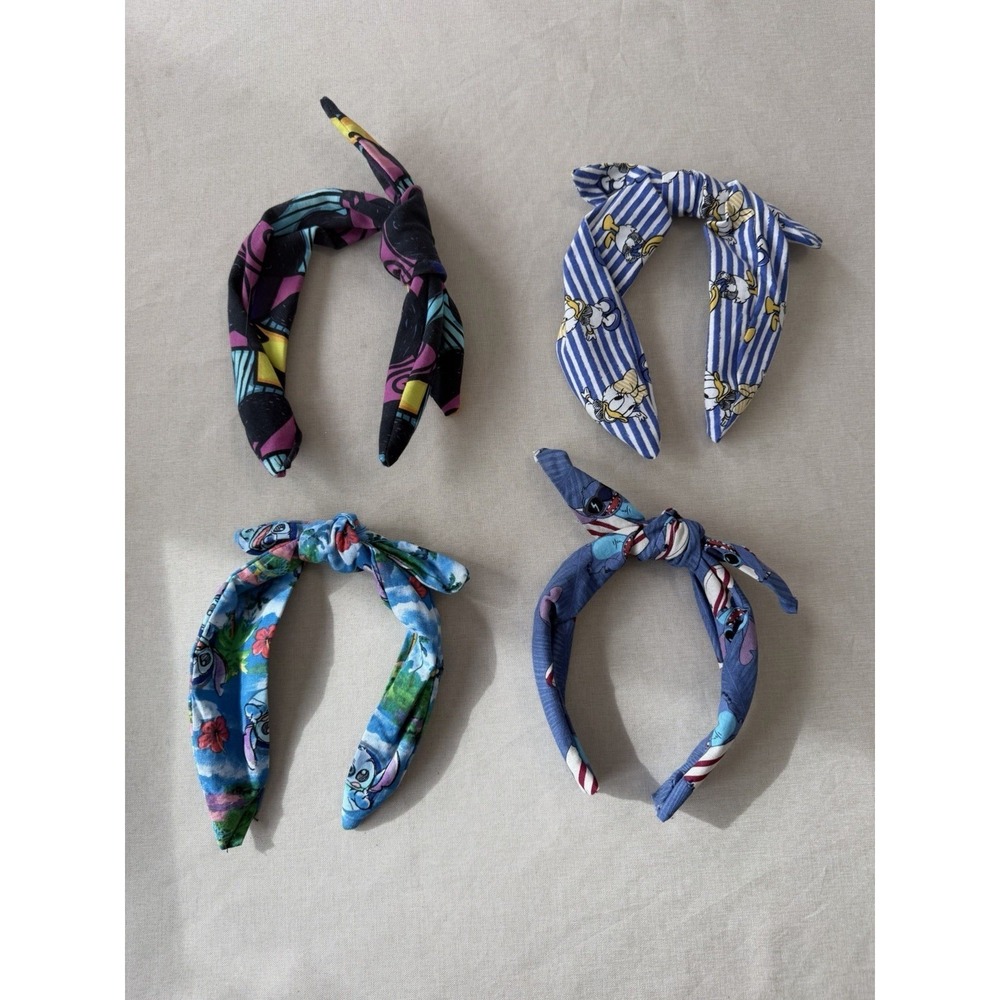 Disney Knotted Wire Headbands Lot of 4 Mickey Minnie Stitch Donald New Cute Hair